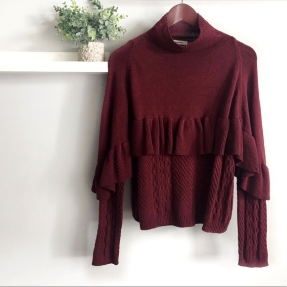 Project Nadaam Sweaters - Project Naadam | Ruffle Cable Knit Sweater NWOT